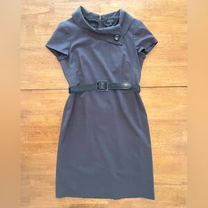 Tahari Dark Gray Belted Dress